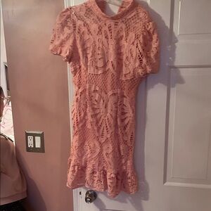 SHEIN Elegant Lace Mini Dress in Blush